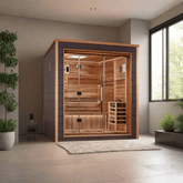 Golden Designs Drammen 3 Person Outdoor-Indoor Traditional Sauna - Canadian Red Cedar Interior