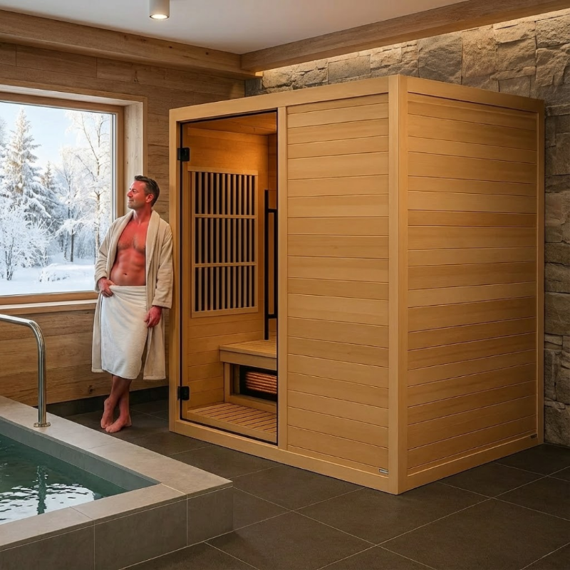 Golden Designs Saunas Golden Designs 2025 Soria 3 Person Hybrid Sauna (Indoor) Full Spectrum and Harvia Traditional Stove (GDI-8330-01)