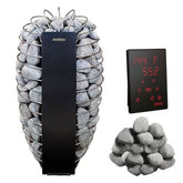 Complete sauna heater set: Harvia Spirit heater, stones, LED controller