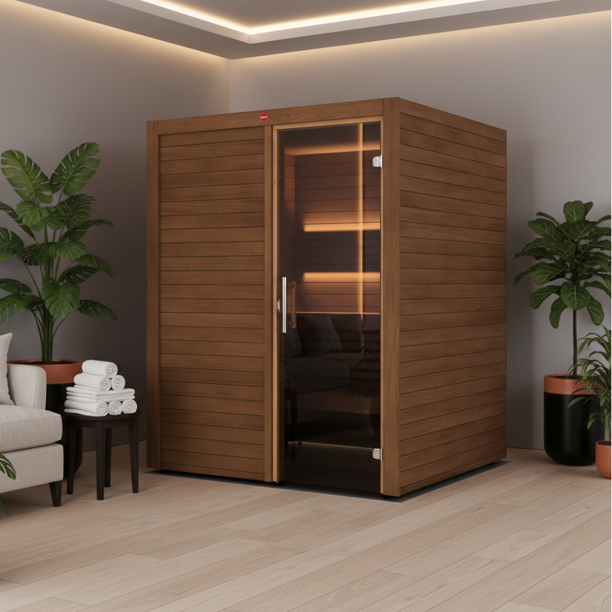 Almost Heaven Saunas Harvia Utu 1-3 Person Indoor Cabin Sauna - with plants