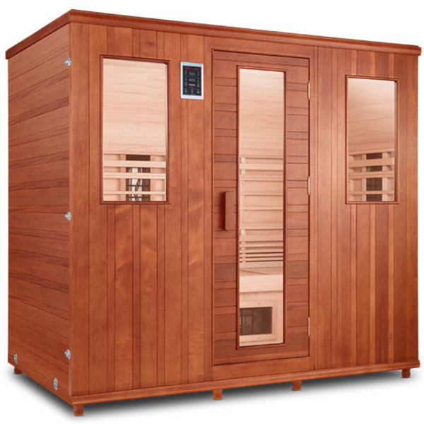 Health Mate Therapy Lounge 4 Person Infrared Sauna - Facing the Left in a white Background