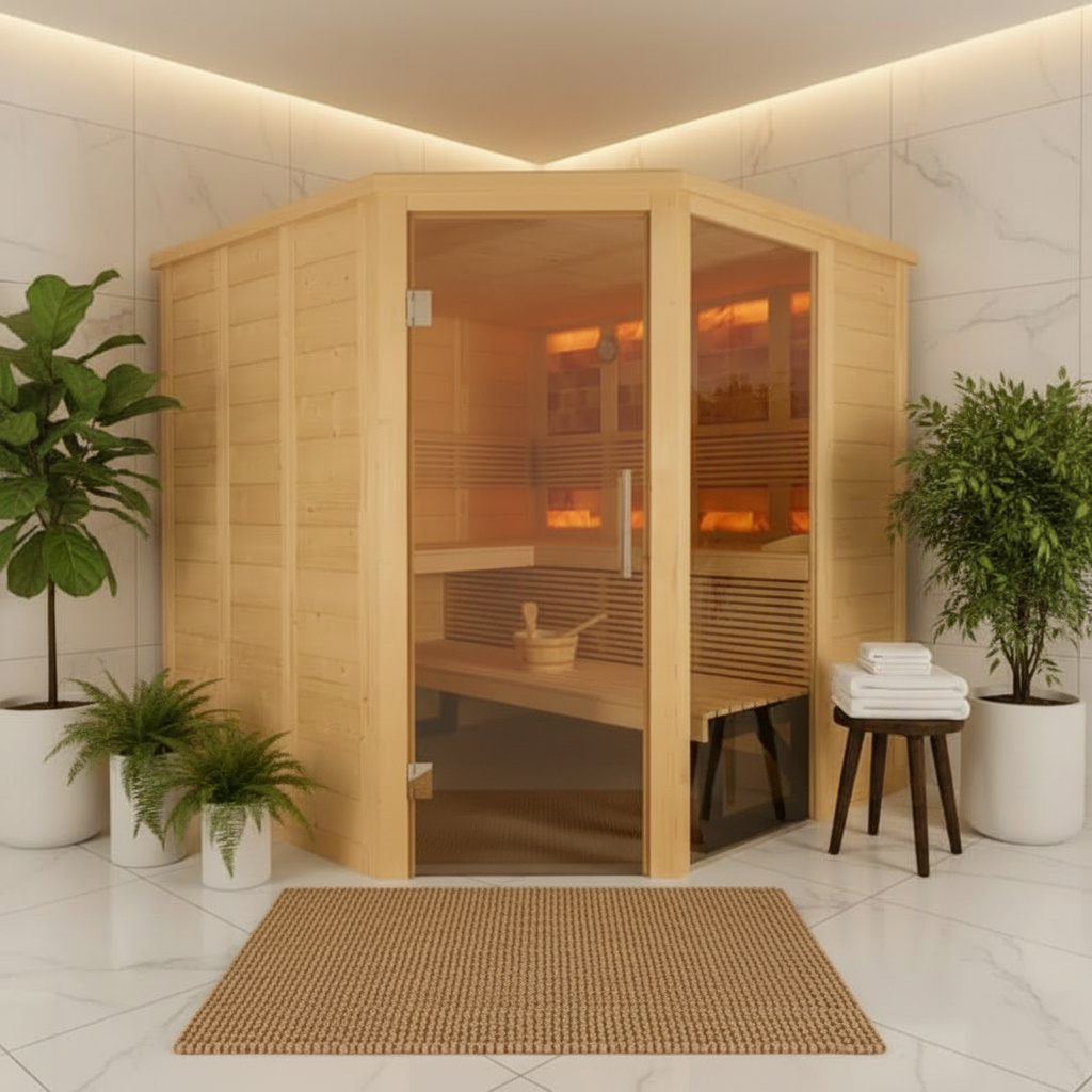 Almost Heaven Saunas Almost Heaven Himalaya Corner 6 Person Indoor Traditional Sauna