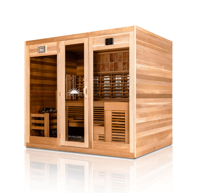 Saunacore Saunas Saunacore INFRA-CORE Premium Dual Clear Red Cedar Indoor Hybrid Sauna