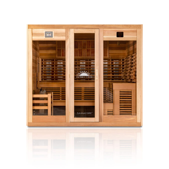 Saunacore Saunas Saunacore INFRA-CORE Premium Dual Clear Red Cedar Indoor Hybrid Sauna