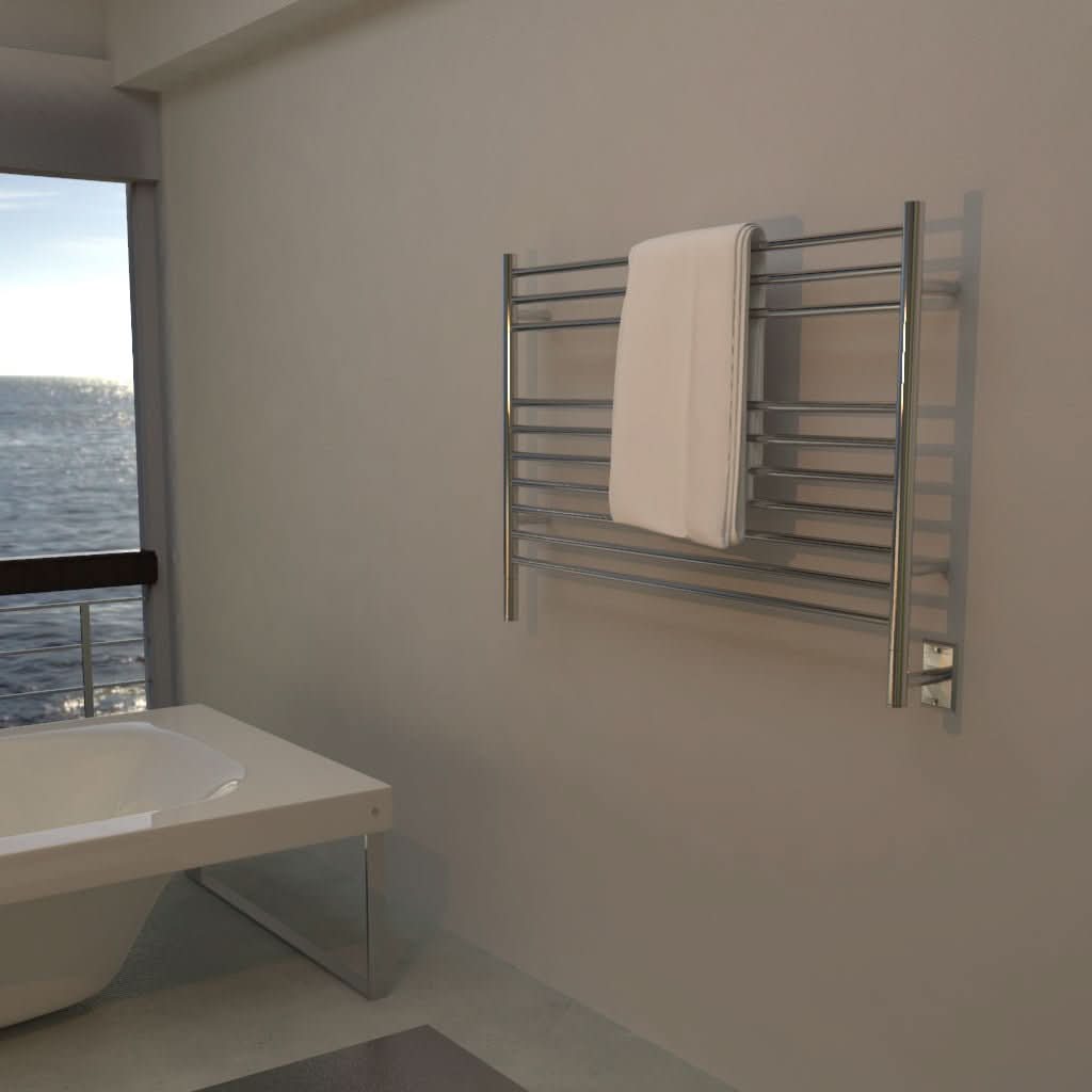 Amba Sauna Accessories LSP - Polished Amba Jeeves Model L Straight 10 Bar Hardwired Towel Warmer