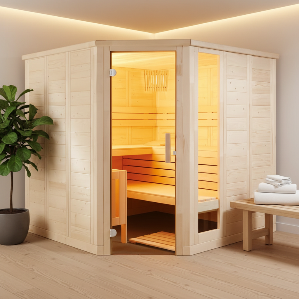 Almost Heaven Saunas Almost Heaven Komfort Corner 5 Person Indoor Sauna