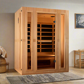 Golden Designs Maxxus Trinity Dual Tech 3 Person Low EMF FAR Infrared Sauna Canadian Hemlock