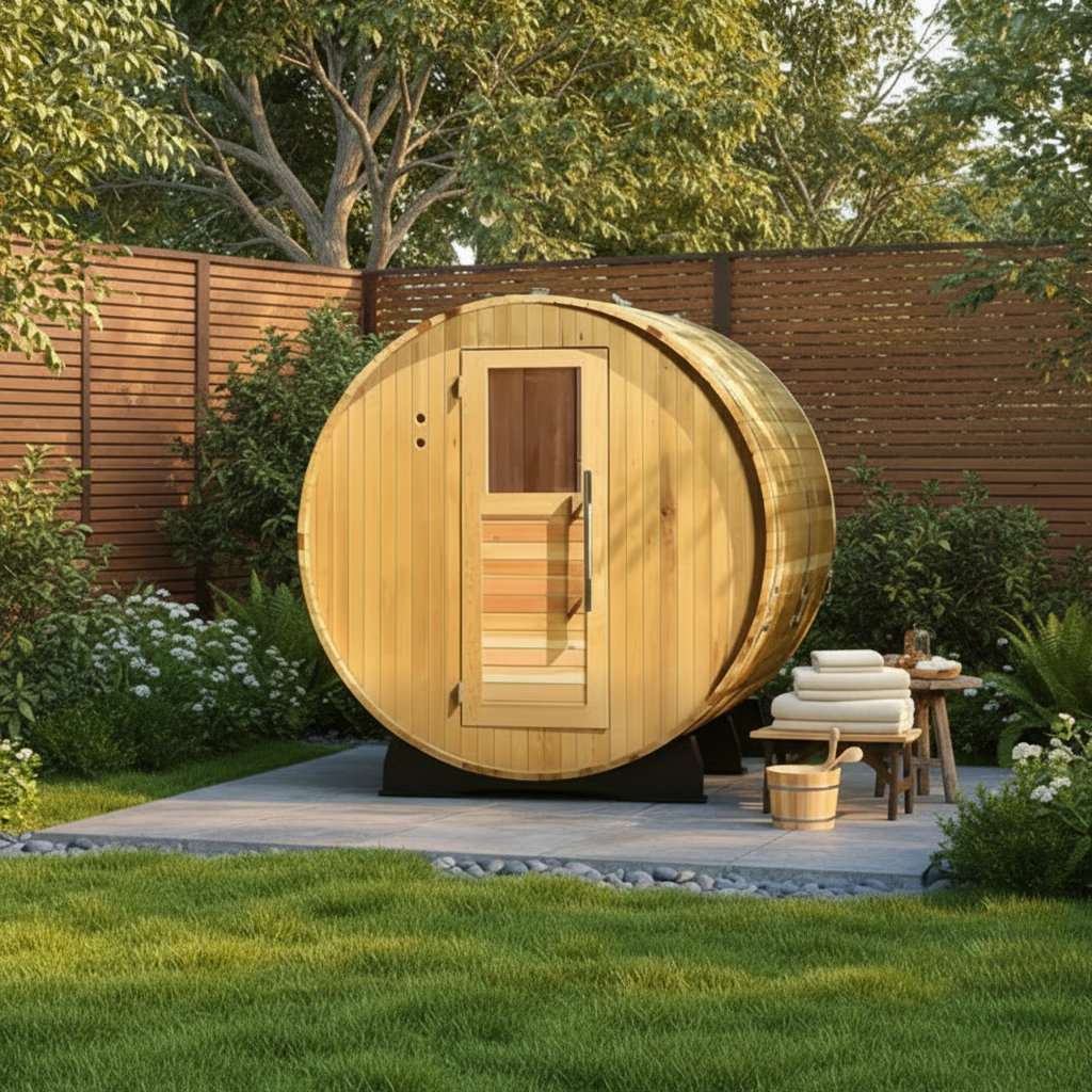 Almost Heaven Saunas Almost Heaven Lewisburg 6-8 Person Outdoor Traditional Barrel Sauna