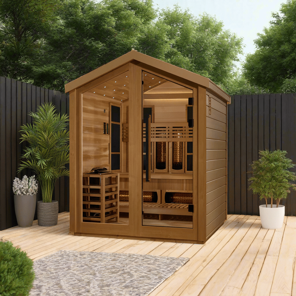 Golden Designs Saunas Golden Designs Loviisa 3 Person Barn Hybrid  Full Spectrum IR Outdoor Sauna (GDI-8523-01)