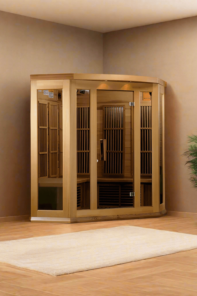 Maxxus Avignon Edition 3 Person Corner Near Zero EMF FAR Infrared Sauna - Canadian Red Cedar