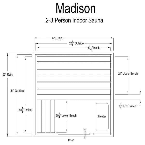 Almost Heaven 2-3 Person Madison Indoor Sauna