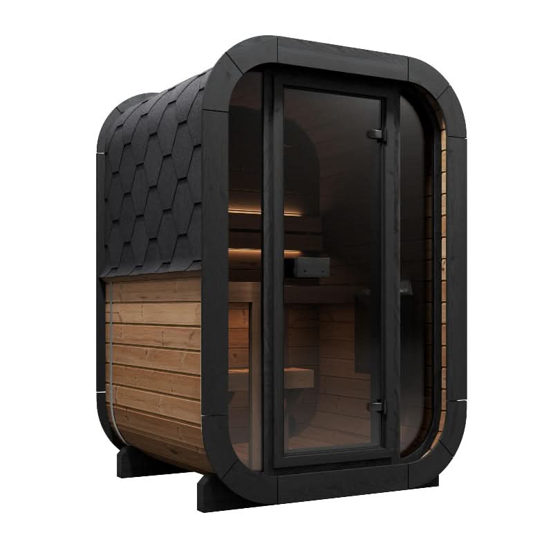 SaunaLife CL3G cube sauna, angled view on a white background