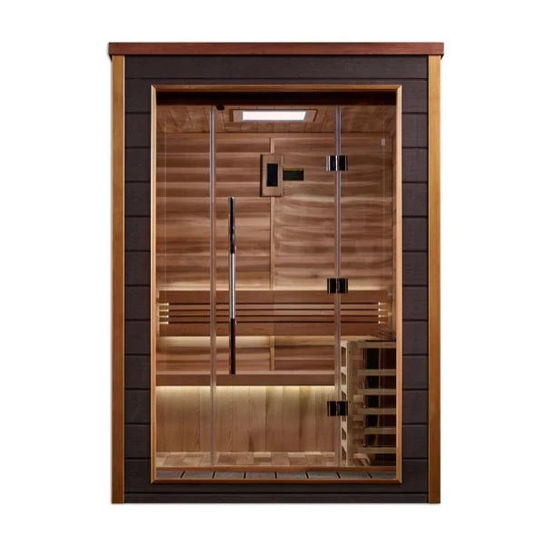 Golden Designs Narvik 2 Person Outdoor-Indoor Hybrid Sauna (GDI-8202-01) - Canadian Red Cedar Interior