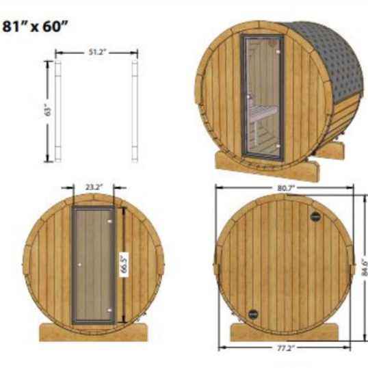 SaunaLife Model E6 3 Person Barrel Sauna