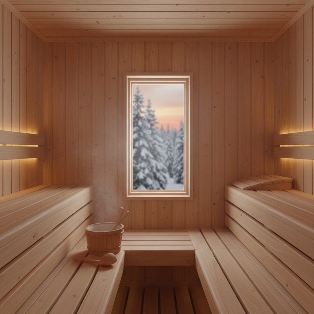 ProSaunas Accessories PROSAUNAS Framed Dual Pane Clear Glass Sauna Window with Hemlock Jamb, 16" x 30"