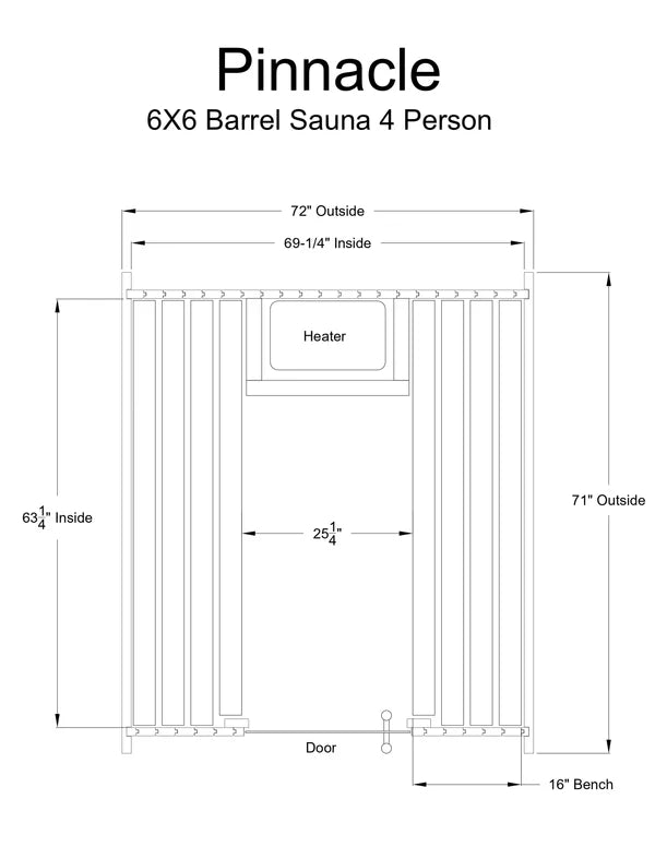 Almost Heaven Pinnacle 4 Person Barrel Sauna Dimension Sheet