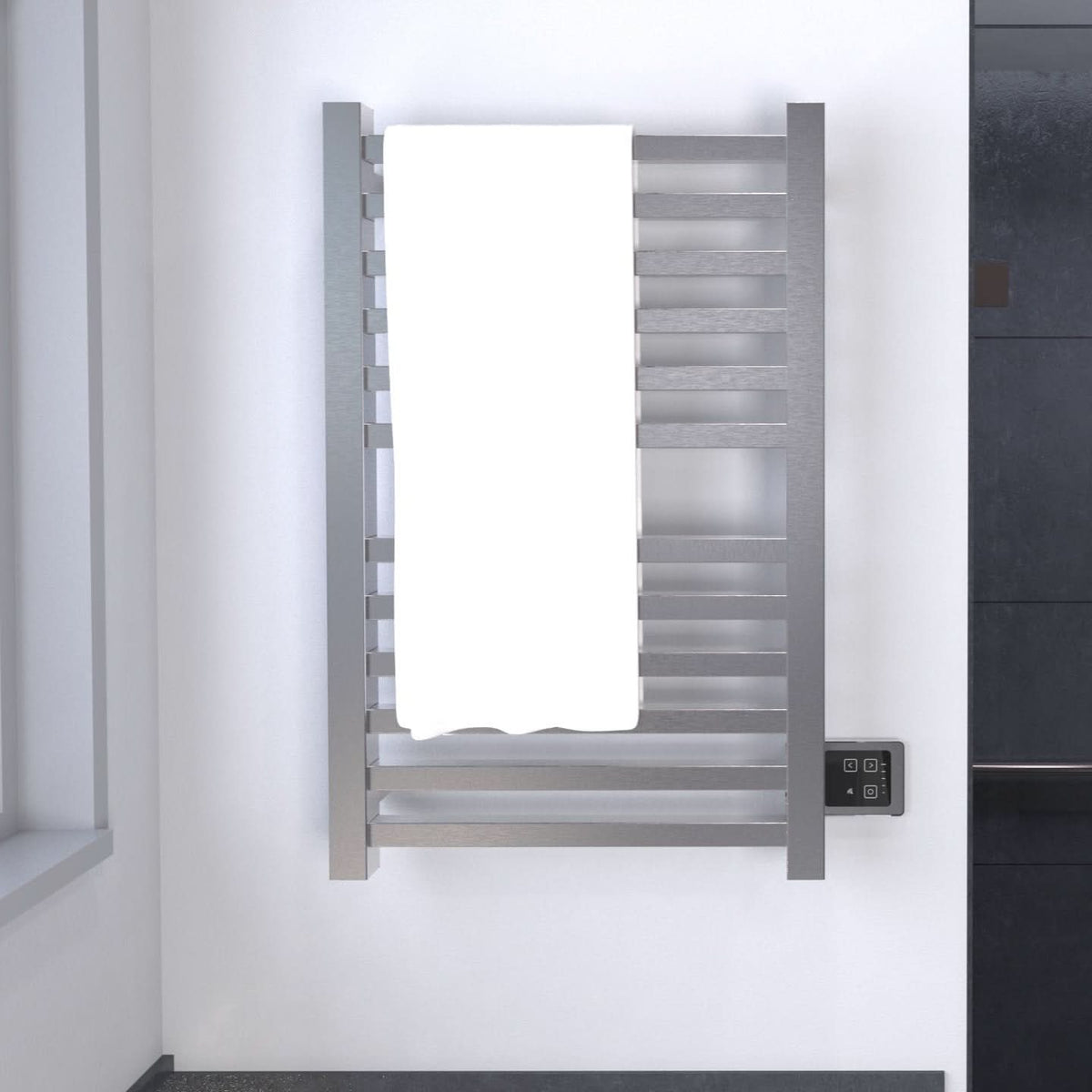 Amba Sauna Accessories Q2132B.2 - Brushed Amba Quadro Q2132 12 Bar Hardwired Towel Warmer
