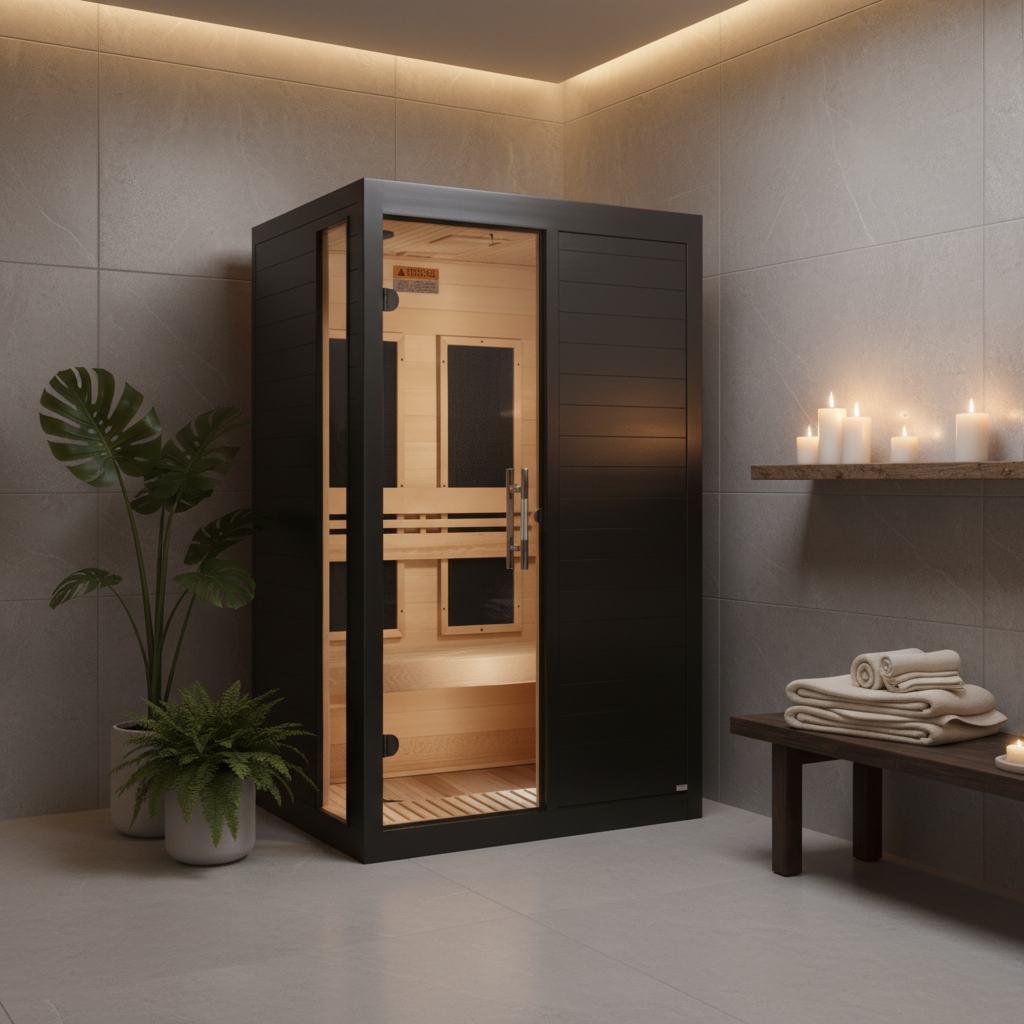 Golden Designs Saunas Golden Designs Dynamic "Veneto" Elite Black Finish 1-2 Person Indoor Ultra Low EMF FAR Infrared Sauna (DYN-6115-06 Elite)