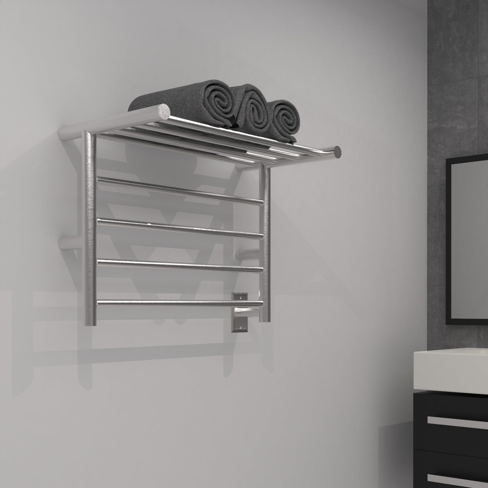 Amba Radiant Shelf Hardwired + Plug-in Combo 8 Bar Towel Warmer