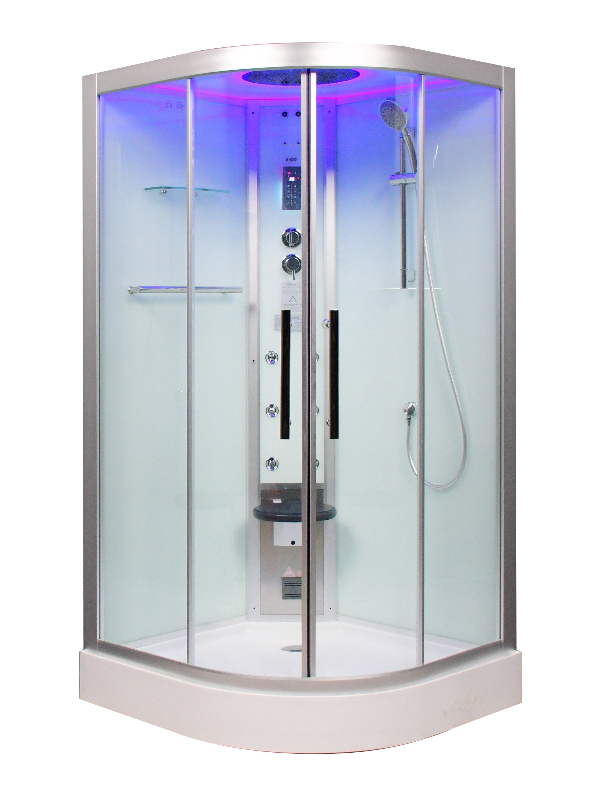 Platinum Showers Platinum DZ901A 1 Person with Dual Sliding Doors Corner Steam Shower - White