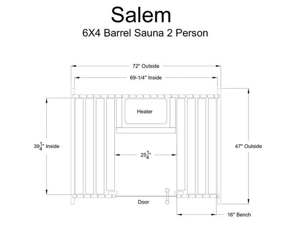 Almost Heaven Salem 2 Person Standard Barrel Sauna