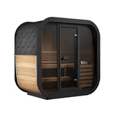 SaunaLife CL4G cube sauna with bronze glass door, angled front view