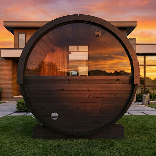 SaunaLife Saunas SaunaLife Model E6WB 3 Person Outdoor Traditional Barrel Sauna with Window (Paint Included)