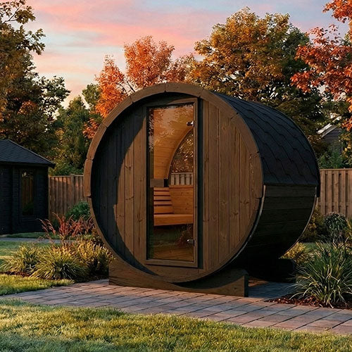 SaunaLife Saunas SaunaLife Model E6WB 3 Person Outdoor Traditional Barrel Sauna with Window (Paint Included)