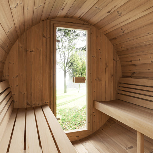 SaunaLife Saunas SaunaLife Model E7B 4 Person Ergo Series Outdoor Barrel Sauna (Paint Included)