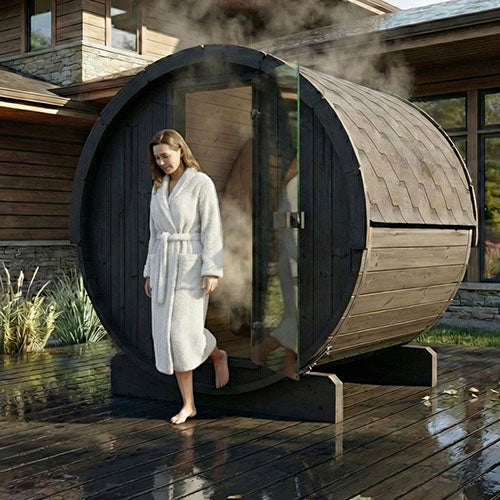 SaunaLife Saunas SaunaLife Model E7B 4 Person Ergo Series Outdoor Barrel Sauna (Paint Included)