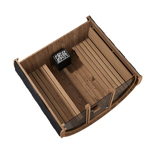 SaunaLife Saunas SaunaLife Model E7GB 4 Person Outdoor Traditional Barrel Sauna With Glass Front (Paint Included)