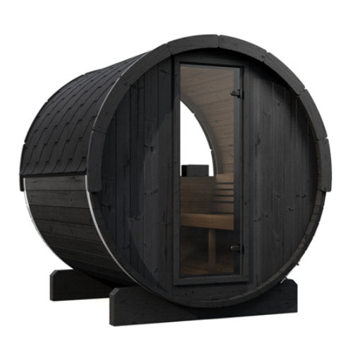 SaunaLife Saunas SaunaLife Model E7WB 4 Person Outdoor Traditional Barrel Sauna with Window (Paint Included)