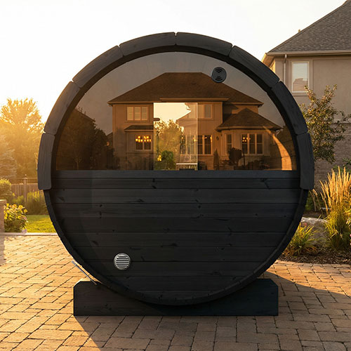 SaunaLife Saunas SaunaLife Model E7WB 4 Person Outdoor Traditional Barrel Sauna with Window (Paint Included)