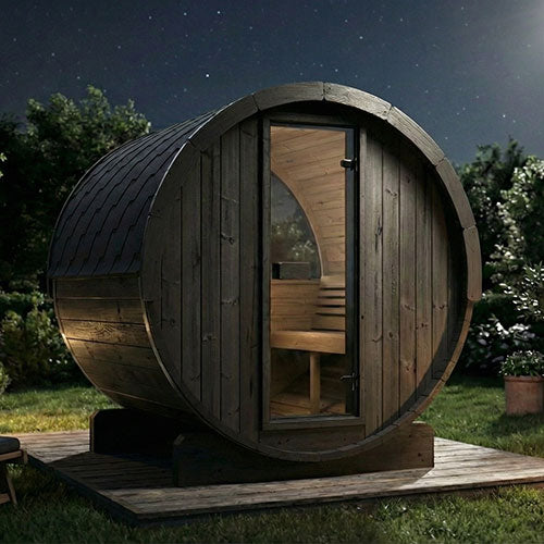 SaunaLife Saunas SaunaLife Model E7WB 4 Person Outdoor Traditional Barrel Sauna with Window (Paint Included)
