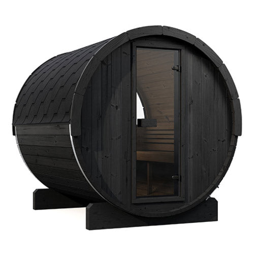 SaunaLife Saunas SaunaLife Model E8WB 6 Person Outdoor Traditional Barrel Sauna with Rear Window (Paint Included)