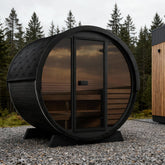 SaunaLife Saunas SaunaLife Model EE6GB 4 Person Outdoor Traditional Barrel Sauna with Glass Front (Paint Included)