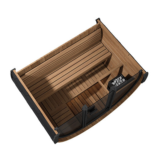 SaunaLife Saunas SaunaLife Model EE6GB 4 Person Outdoor Traditional Barrel Sauna with Glass Front (Paint Included)
