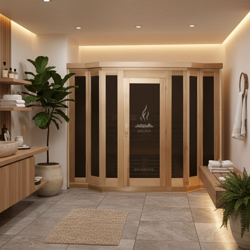 Saunacore Saunas  Vu-Classic V8x10 Western Red Cedar Traditional Sauna