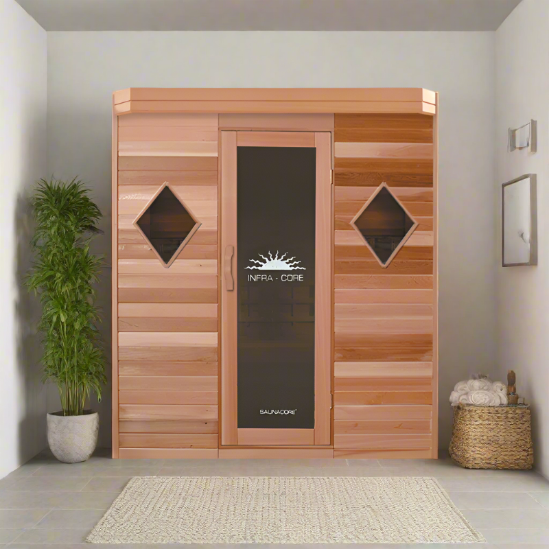 Saunacore Saunas INFRA-CORE™ Premium Dual Series Diamond Windows & Cedar Front