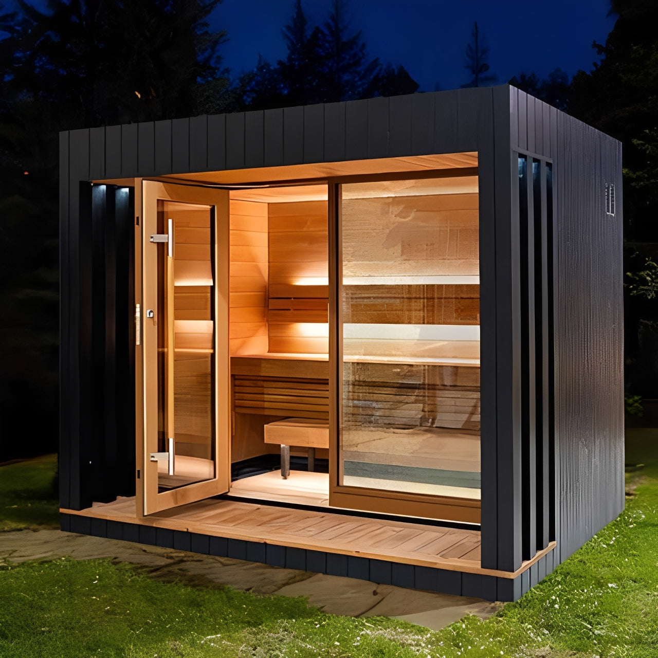 Saunum Saunas Saunum AirCube Terrace 3-4 Person Double Outdoor Cabin Sauna