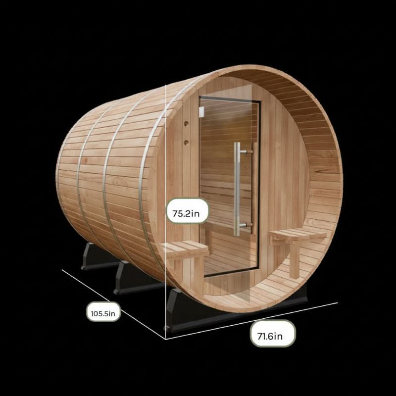 Almost Heaven Saunas & Showers Almost Heaven Huntington 6-Person Canopy Barrel Sauna & Ellipse Outdoor Shower Set