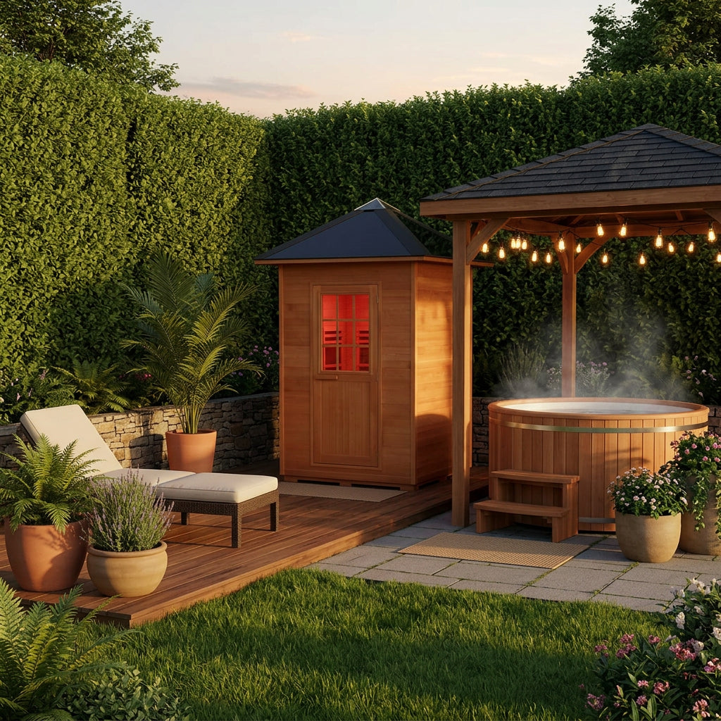 Sunray Saunas Sunray Eagle 2-Person Outdoor Traditional Sauna in outdoor set-up
