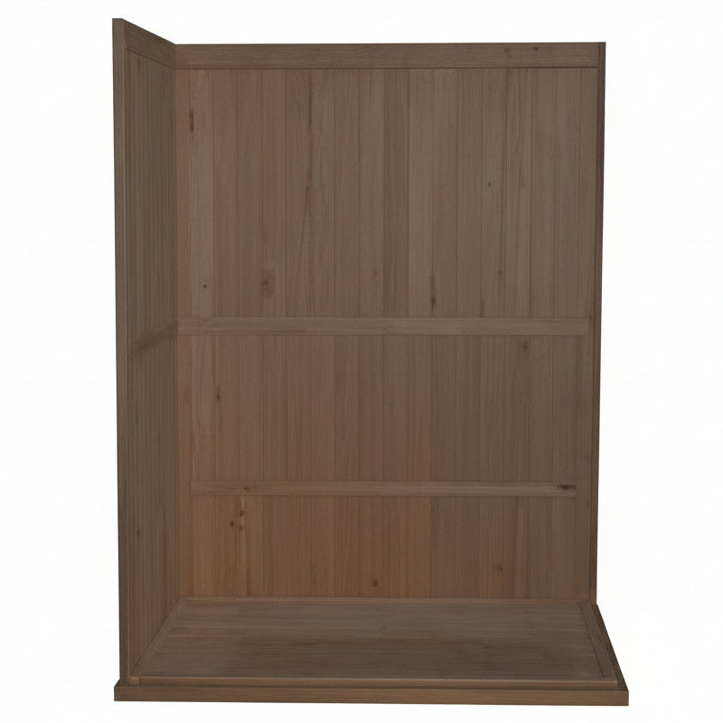 A brown wooden folding screen or privacy panel with three horizontal slats, shown against a plain white background.