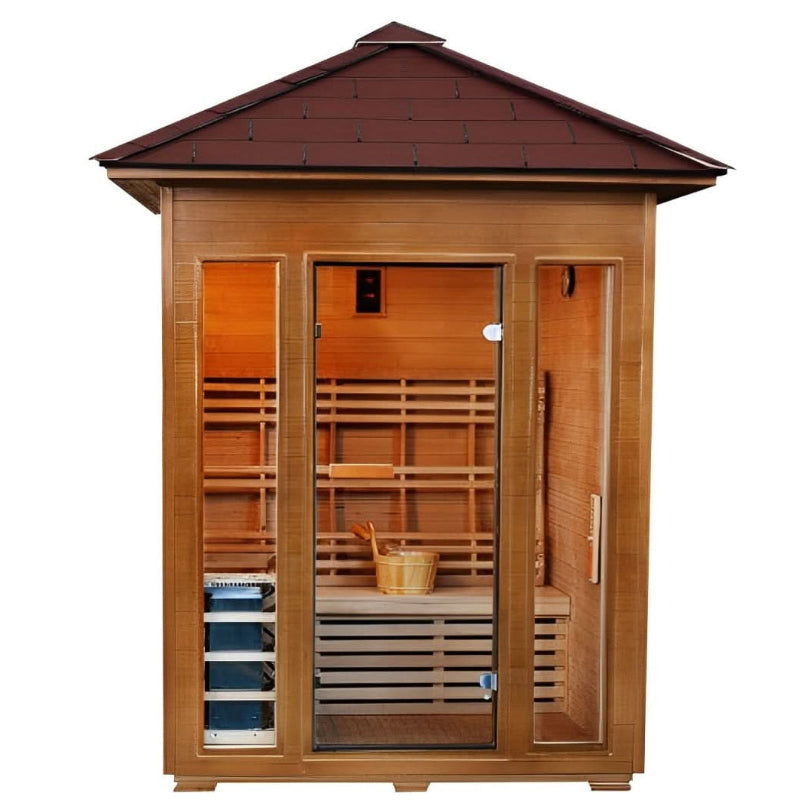 Sunray Saunas Sunray Waverly 3-Person Outdoor Traditional Sauna in white background