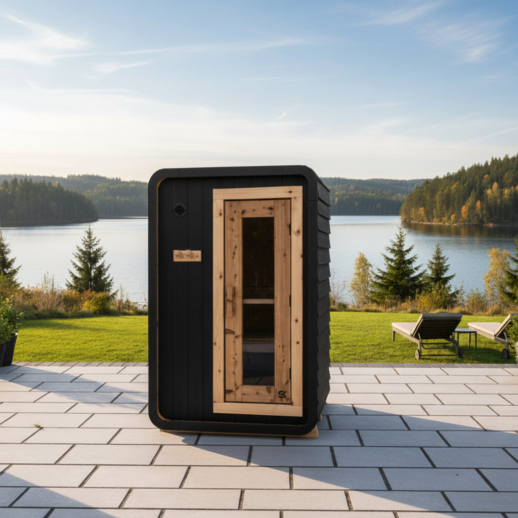 Sweat Kingdom Saunas Sweat Kingdom The Sweat Pod 2-4 Person Outdoor-Indoor Traditional Sauna Blackout Edition