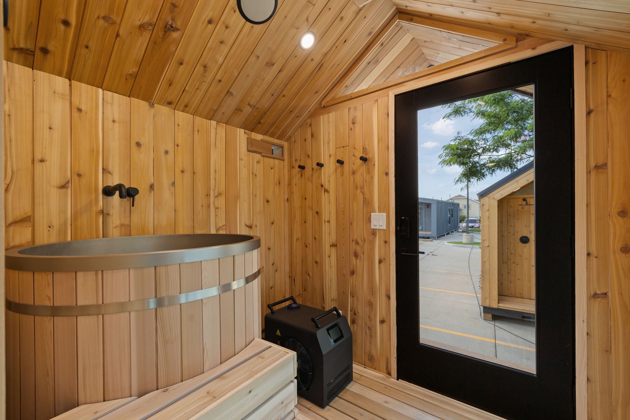 Sweaty Yeti Sauna Plus 6-8 Person Outdoor Sauna & Barrel Cold Plunge Cabin