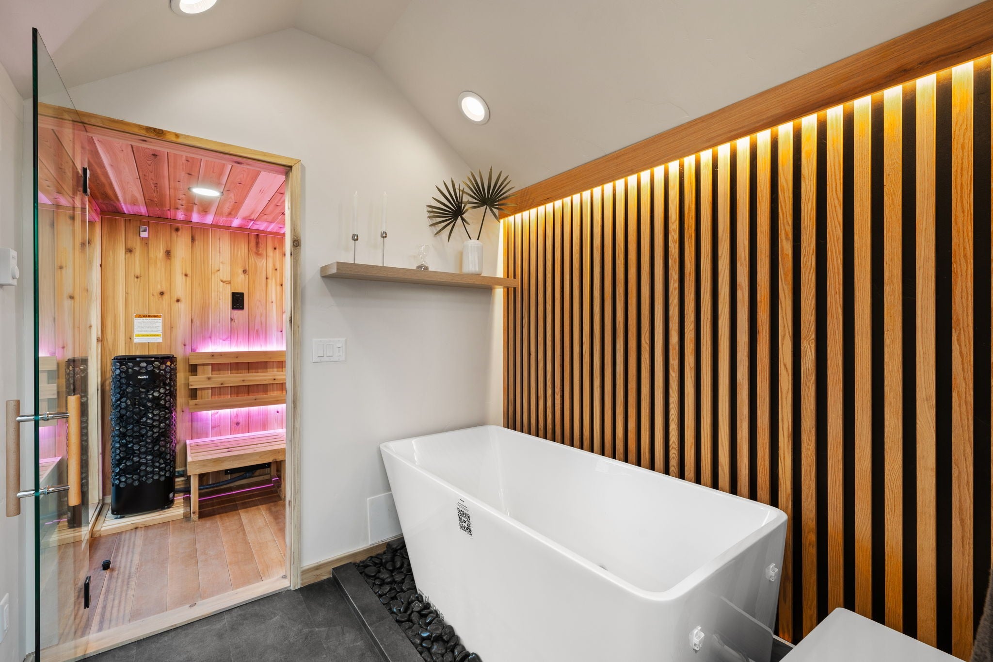 Sweaty Yeti 4-6-Person Outdoor Sauna & Cold Plunge Cabin with good interior view.