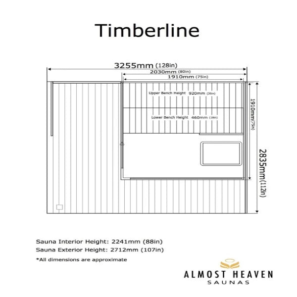 Almost Heaven Timberline 6-person Cabin Sauna - My Sauna World