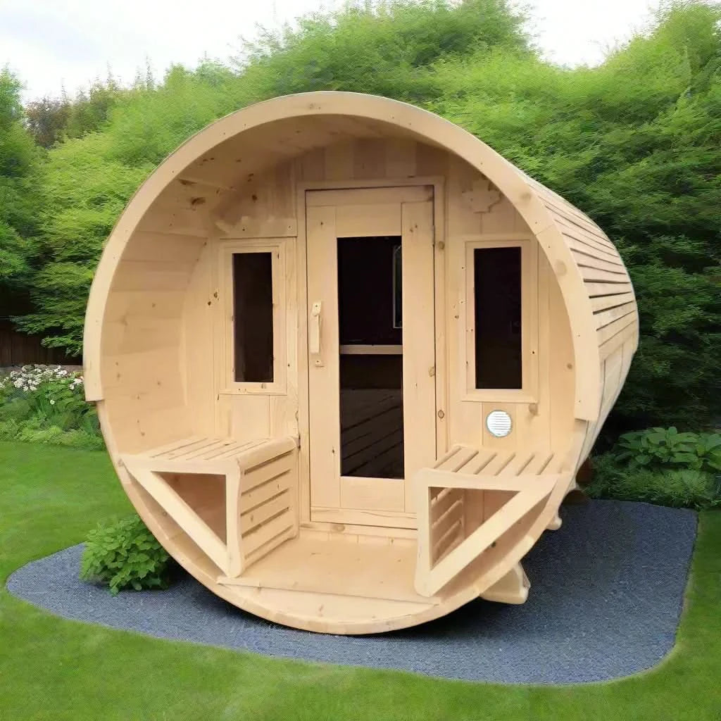 True North Saunas Saunas True North Canadian Made 6-8 Person 9' Long Outdoor Traditional Barrel Sauna