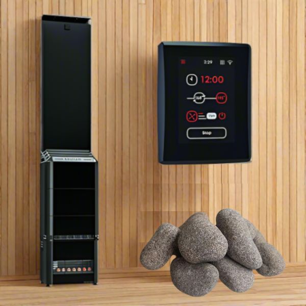 Saunum AIR 10 9.6kW Air Series WiFi Sauna Heater Package - Black